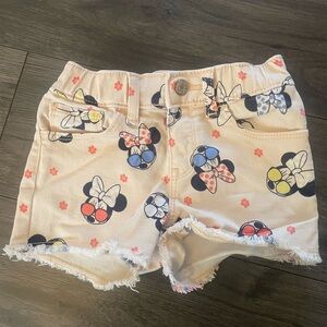 Disney Minnie Mouse Toddler Girl Shorts - Cream and Multicolor